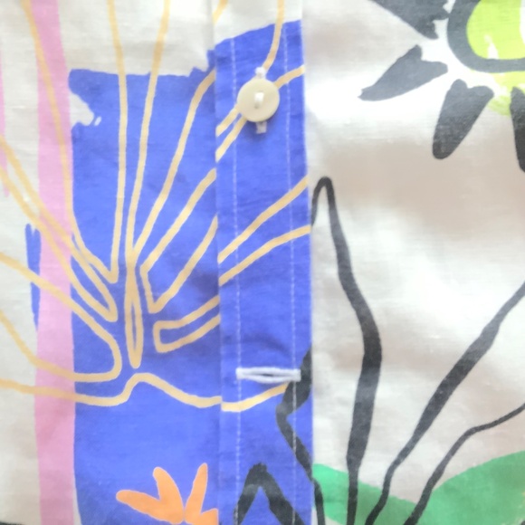 Chico's  Surreal 100% Linen 3/4 Sleeve Shirt Sz 2/ US 12  Whimsical Summer NWT - Picture 6 of 9